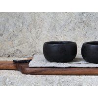 Ceramic Black Soy Sauce Dish Set Of 2, Mini Shallow Sushi Dip Cup, Matcha Bowls, One Bite Pottery Di | Etsy (US)