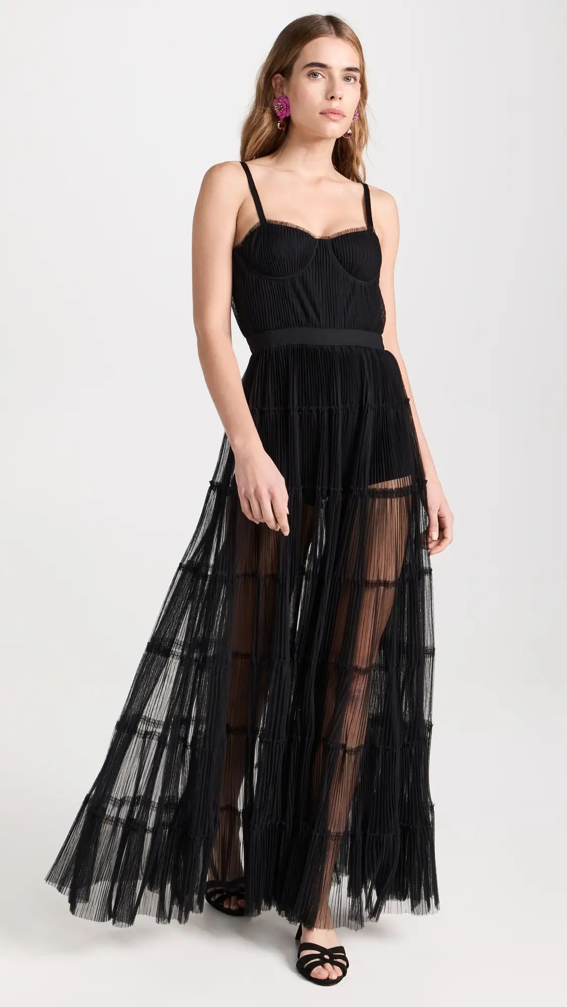 alice + olivia Deena Pleated Maxi Dress with Hot Pants | Shopbop | Shopbop