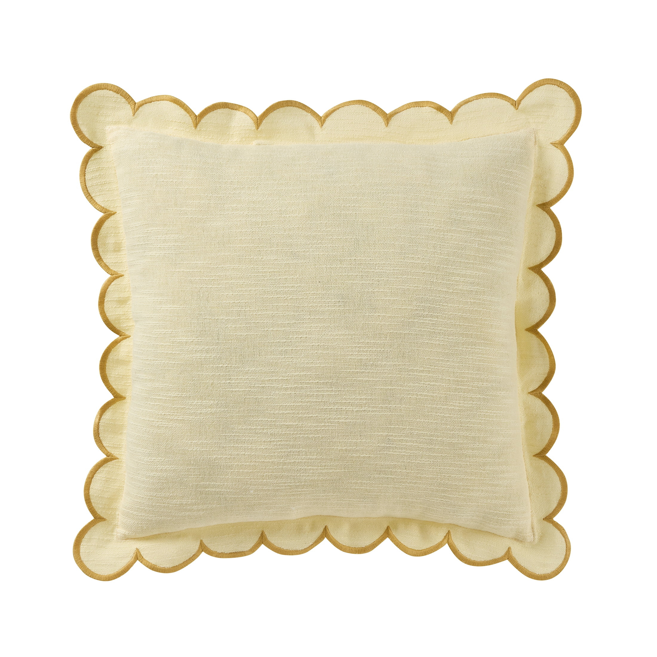 Home Decor Collection 19" x 19" Yellow Scallop Flange Cotton-Rich Decorate Pillow | Walmart (US)