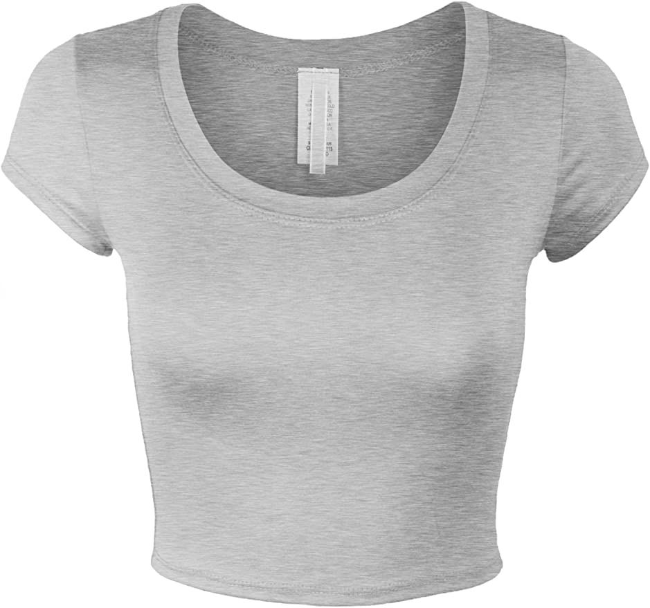 BOHENY Womens Short Sleeve Crop Top Solid Round Neck T Shirt | Amazon (US)