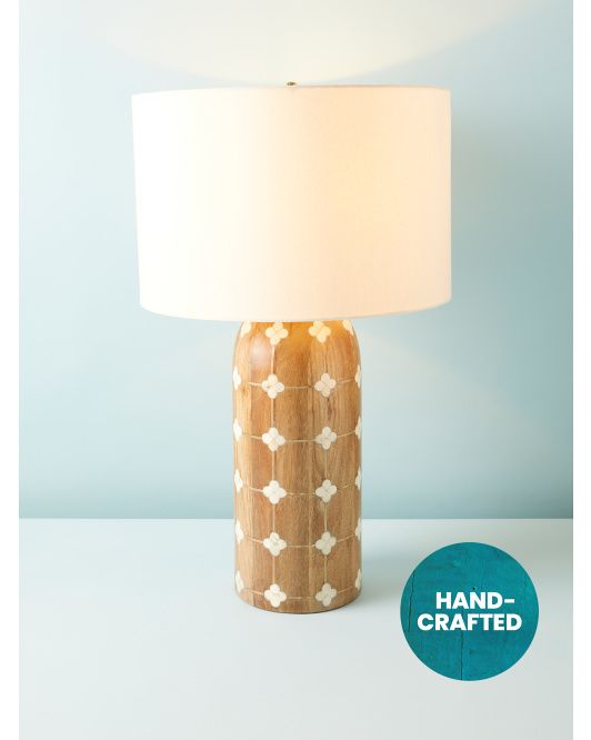 28in Bone Inlay Wood Table Lamp | Table Lamps | HomeGoods | HomeGoods