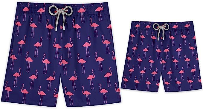 Stivali Father Son Matching Swim Trunks - Flamingo Modern Swimming Trunk Set with Elastic Waistba... | Amazon (US)