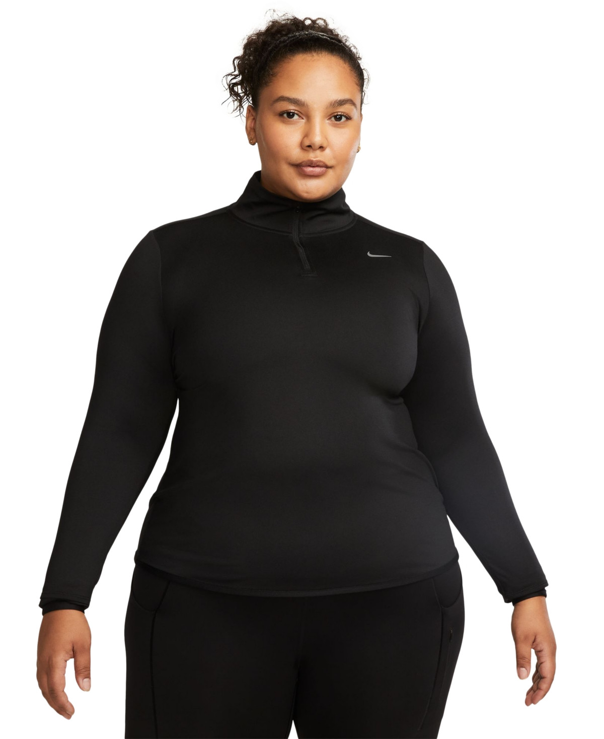 Nike Plus Size Active Dri-fit Swift-Element Uv 1/4-Zip Running Top - Black/reflective Silv | Macy's