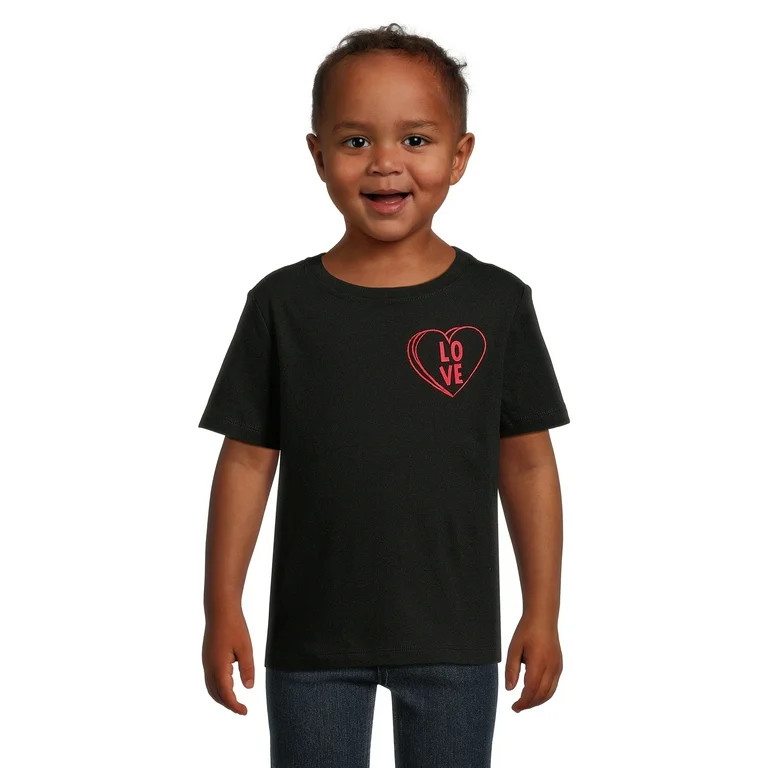 Wonder Nation Valentine's Day Toddler Short Sleeve Graphic Tee, Sizes 12M-5T - Walmart.com | Walmart (US)