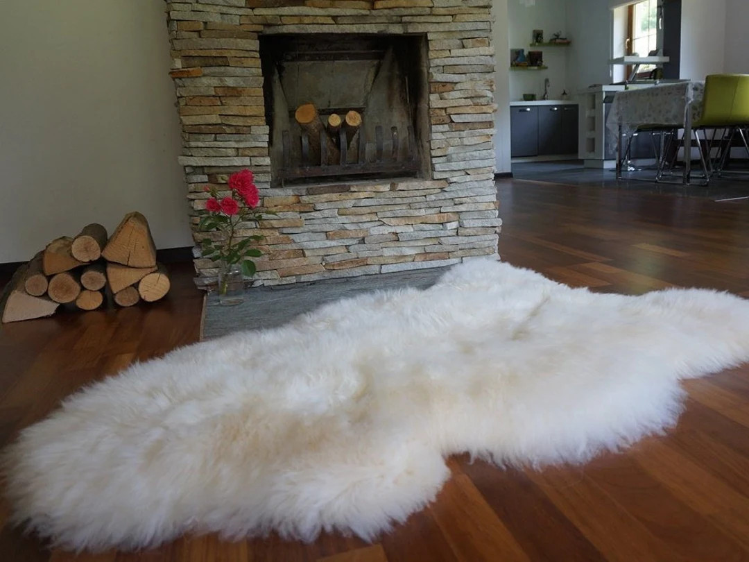 Original, Natural BIG White Genuine Natural Sheepskin Rug Exclusive rug | Etsy (UK)