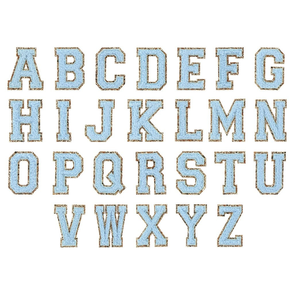 Periwinkle Glitter Varsity Letter Patches | Stoney Clover Lane