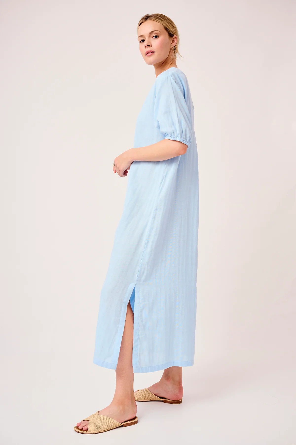 Gauze Caftan in Morning Blue | Lake Pajamas