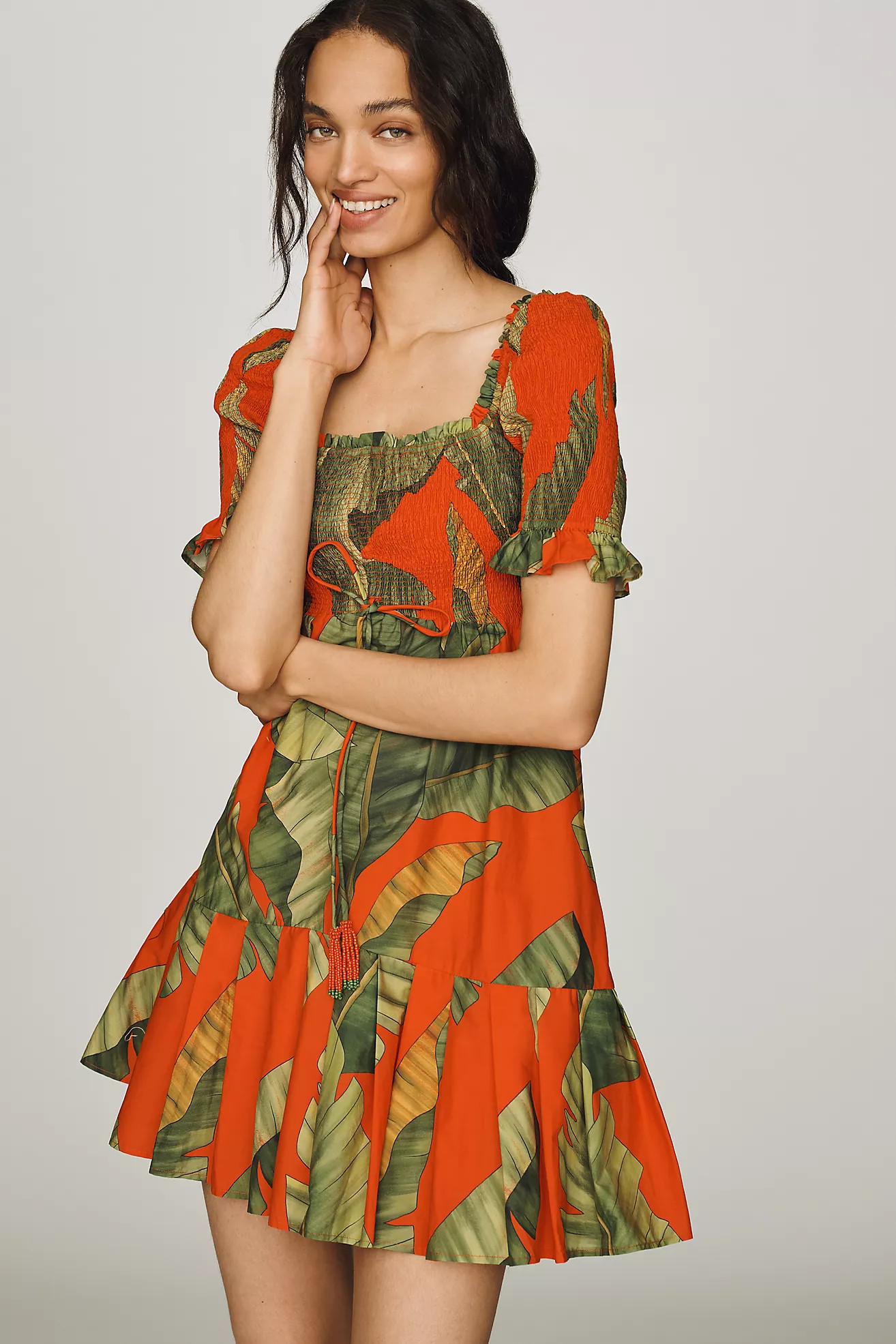 Farm Rio Cotton Smocked Mini Dress | Anthropologie (US)