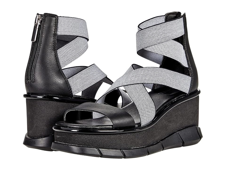 SOREL Joanietm III Sport Strap Women's Shoes Black/White : 7 B - Medium, Leather/Textile | Zappos