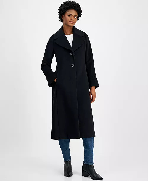 Via Spiga Women's Single-Breasted Faux-Fur-Collar Maxi Coat - Macy's | Macy's