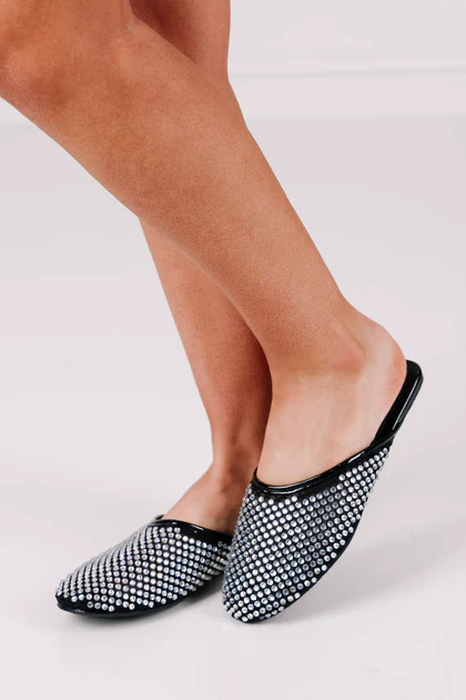 Matisse Karlie Black Rhinestone Mules | The Willow Tree