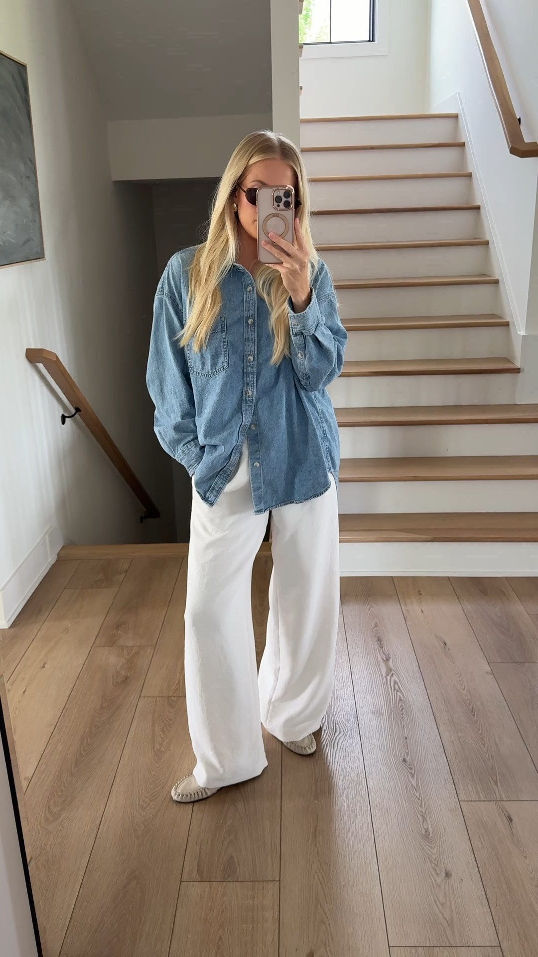Size medium in shirt (7yrs pctr ths Bleu). Size small in pants (light birch). 20-50% off with @aritzia’s private clientele sale! #aritziapartner