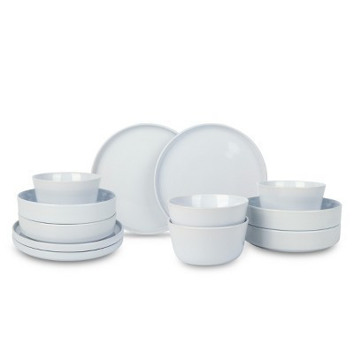 Stone Lain Celina 12-Piece Dinnerware Set Stoneware, Service for 4, Cereal and Dinner Bowls, White | Target