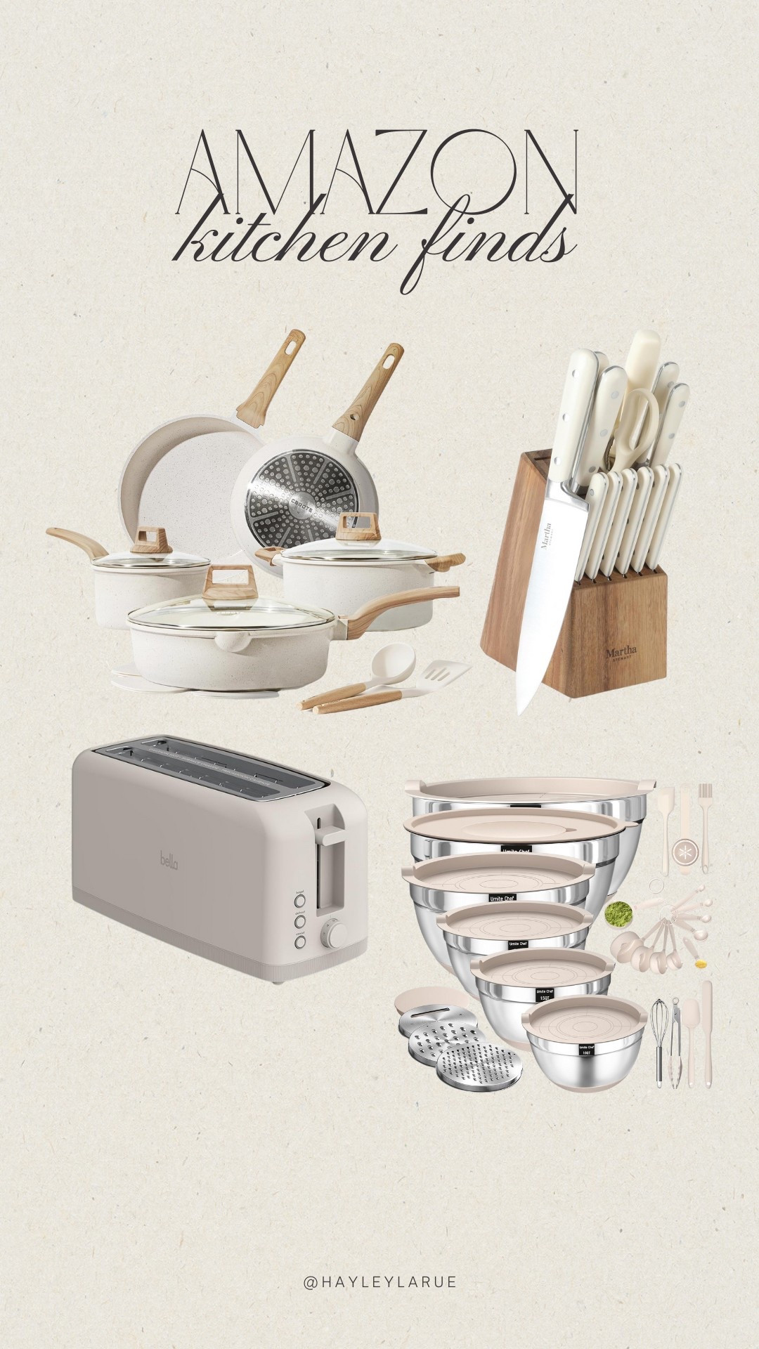 Amazon kitchen finds • neutral home kitchen • beige toaster • beige knife set • beige pots and pans

#LTKHome