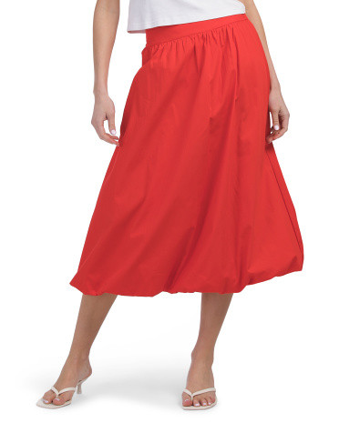 Poplin Bubble Hem Midi Skirt | TJ Maxx