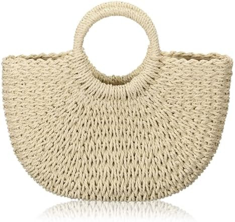 Frienda Straw Tote Bag Summer Beach Bag Handmade Straw Rattan Woven Handbag for Women Travel | Amazon (US)