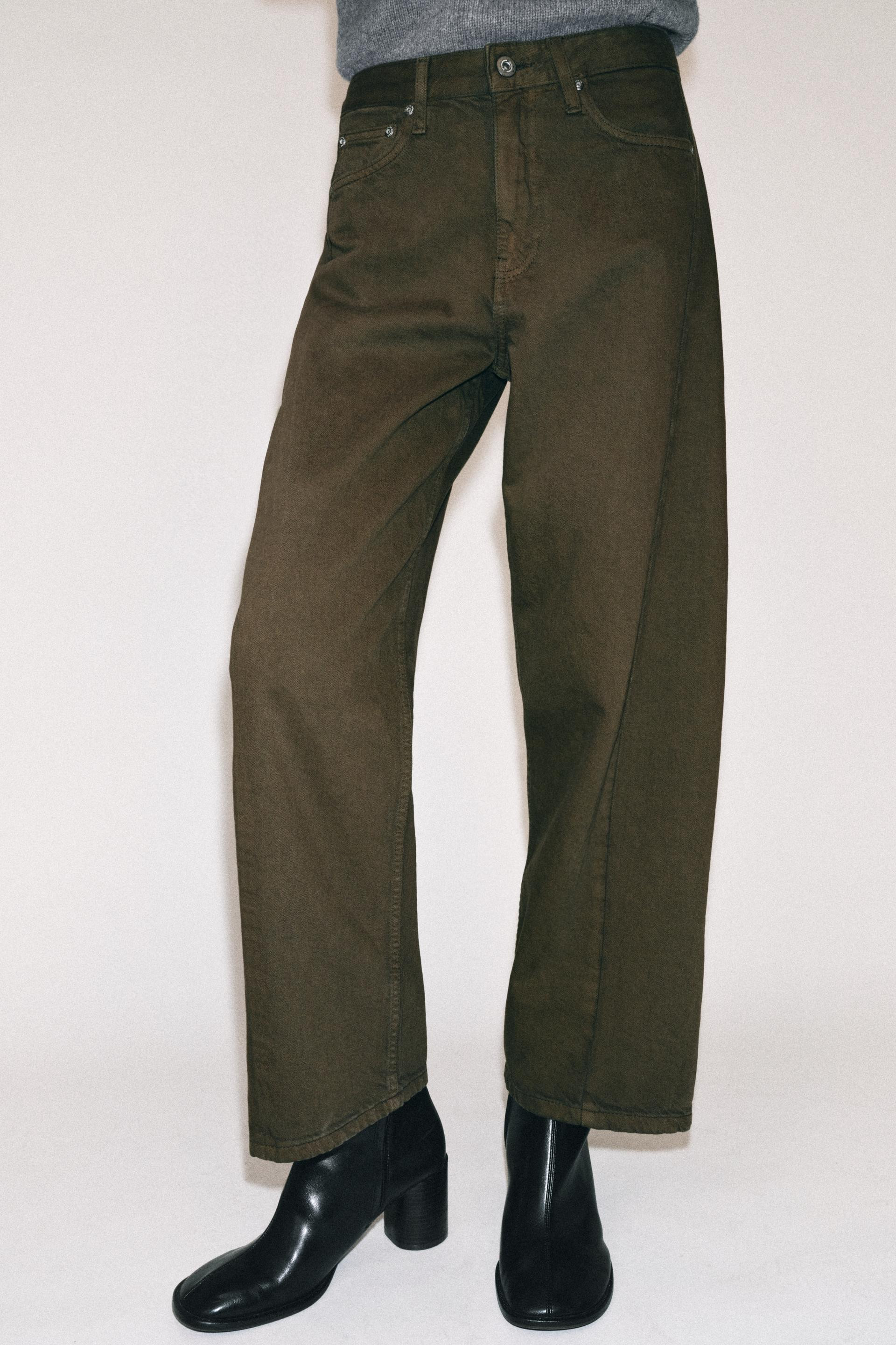 Zara - Zw Collection Mid-Rise Relaxed Ankle Jeans - Blue / Gray - 26 (Us 2) - Woman | Zara US