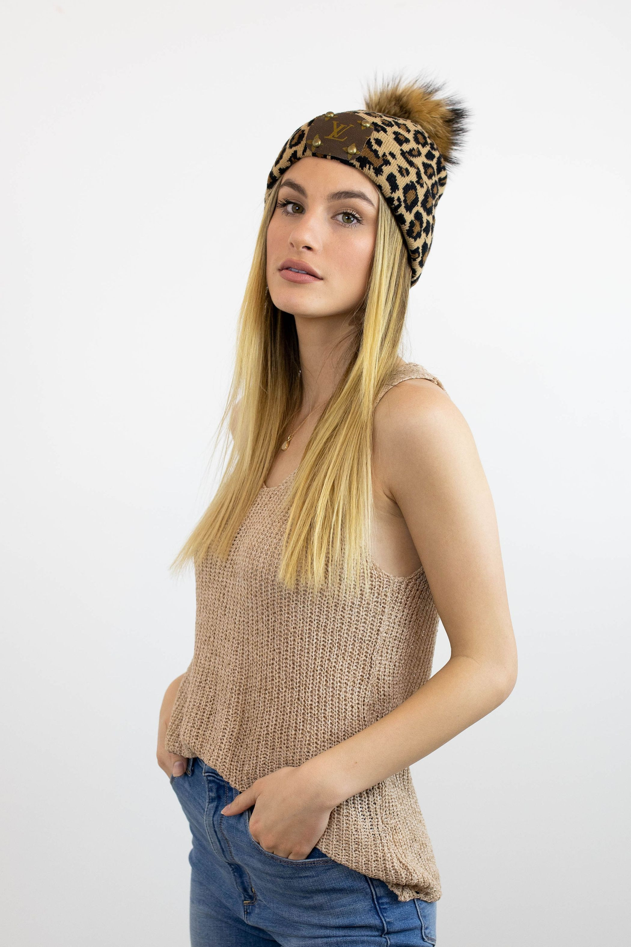 Leopard Beanie with LV logo | Vintage Boho
