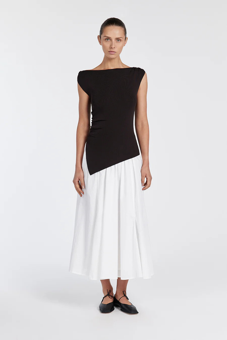 POPPY BITTER CHOC ASYM LONGLINE TOP | DISSH