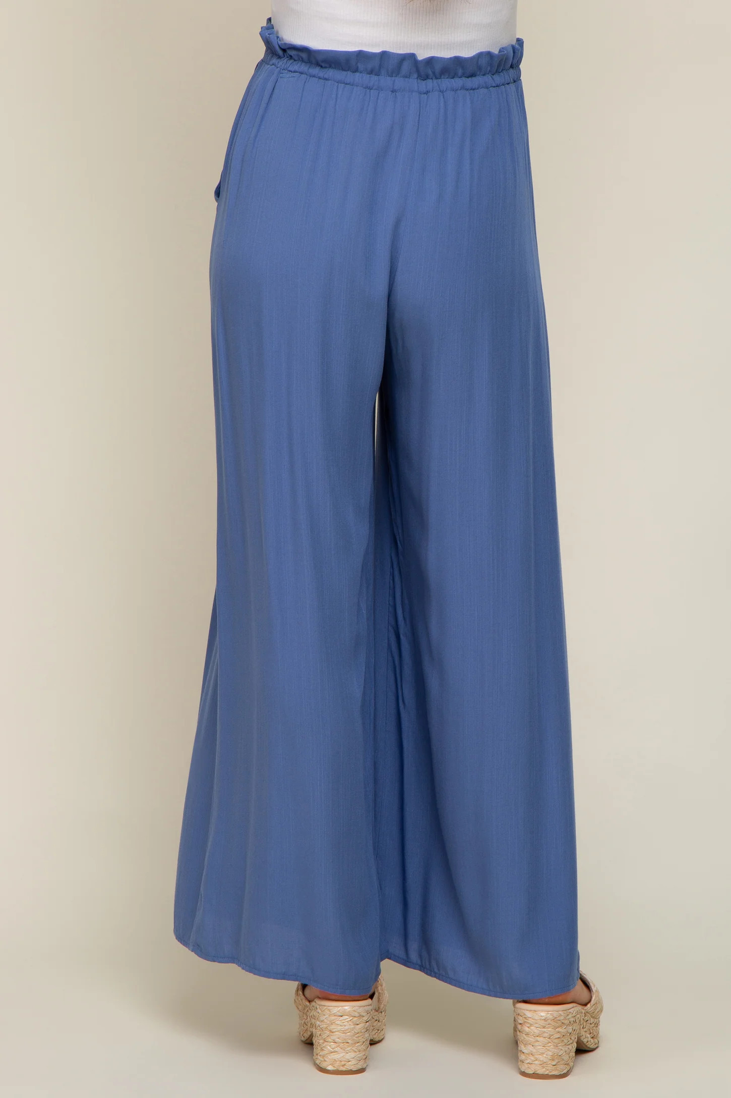 Blue Wide Leg Maternity Pants | PinkBlush Maternity