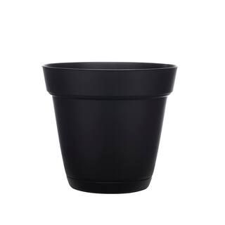 Southern Patio Graff 20 in. x 17 in. Black Resin Planter with Saucer GA2008BK - The Home Depot | The Home Depot