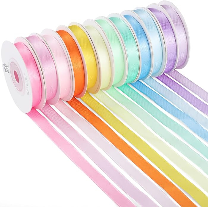 120 Yards Rainbow Ribbon 12 Colors 3/8" x 10 Yards/Roll | Amazon (US)