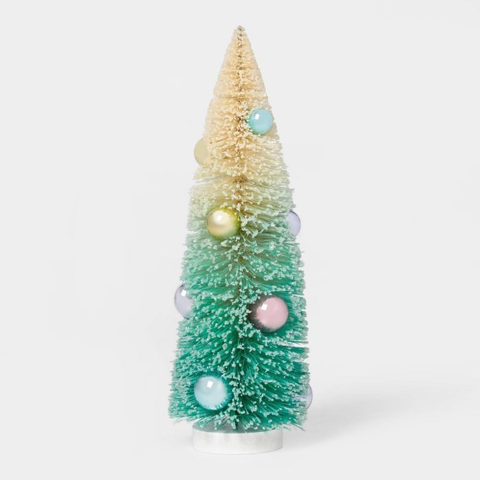 12in x 4in Bottle Brush Ornament Christmas Tree Decorative Figurine Teal - Wondershop™ | Target