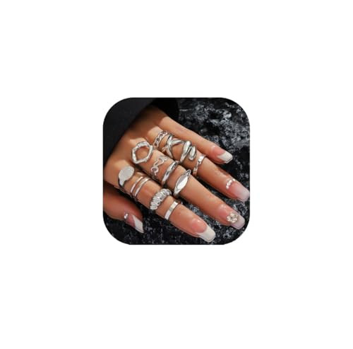 ItsStarred 12pcs Silver Chunky Rings Set for Women Silver Plated Thick Dome Stackable Open Plain Band Rings Statement Trendy Rings Gift | Amazon (US)