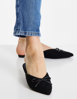 ASOS DESIGN Lewi pointed flat mules in black | ASOS (Global)