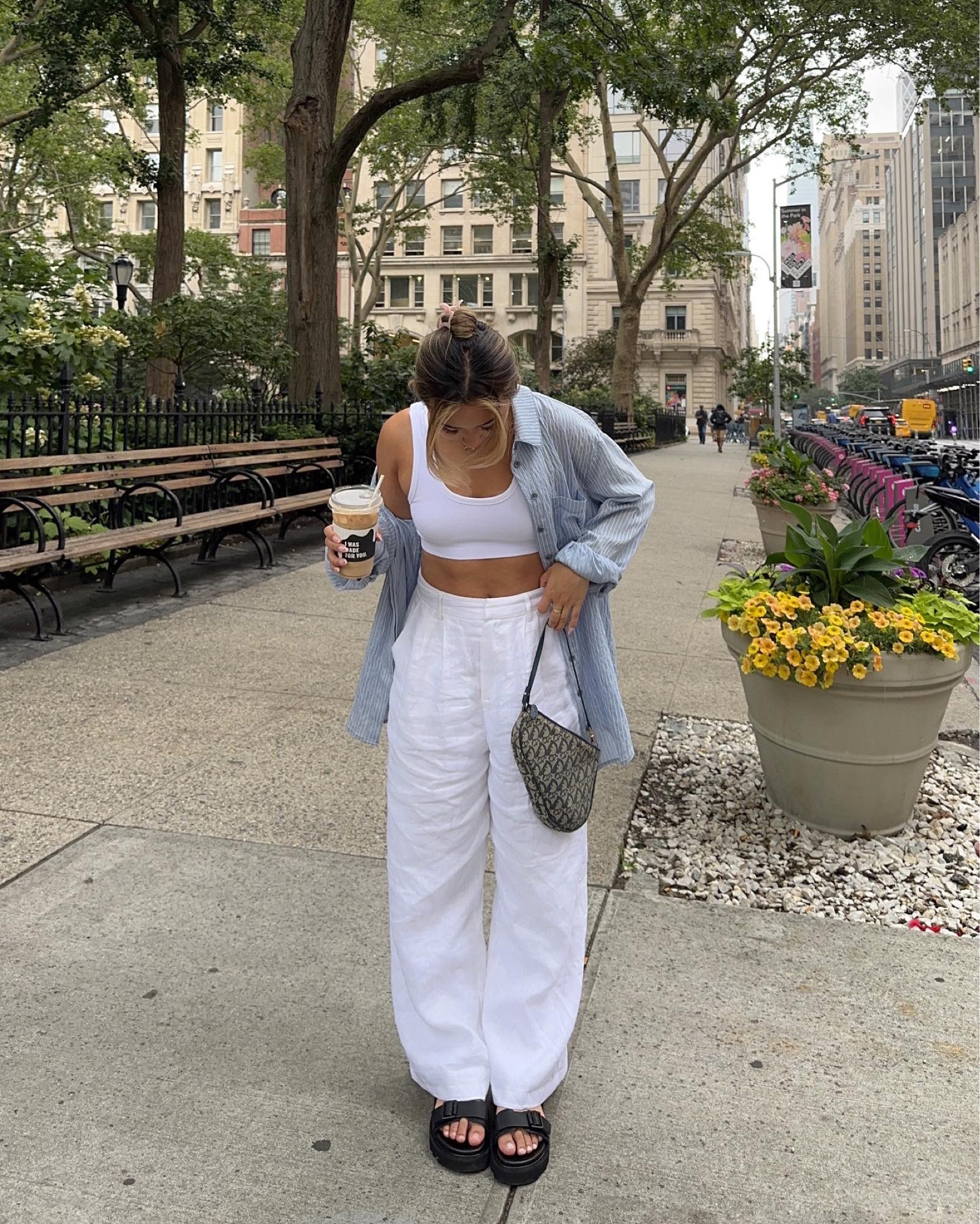 fave summer outfit combo 🦋🩵
buttondown is old, similar linked! 
pants are dissh 