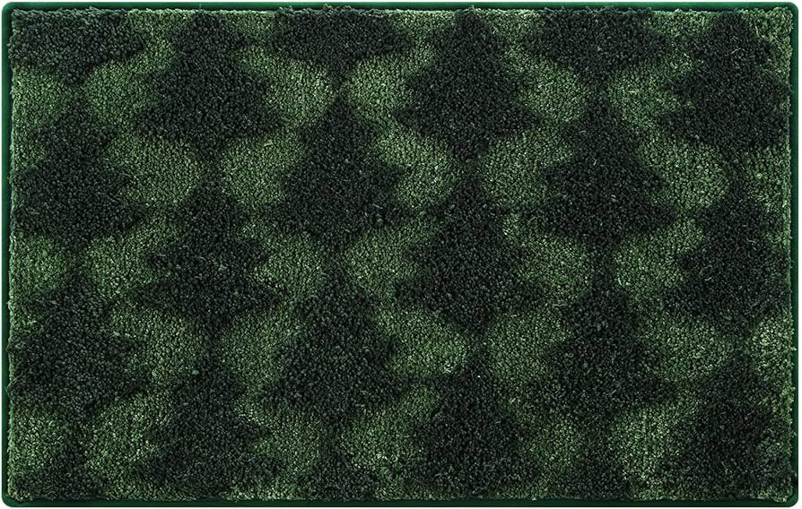 3D Christmas Tree Bathroom Rugs 20x32 Inch, Soft and Absorbent Tufted Winter Green Bath Mat Non S... | Amazon (US)