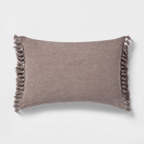 Natural Washed Linen Tassel Lumbar Pillow - Threshold™ | Target