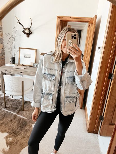 $42 denim jacket from H&M 
Wore this to the boys baseball game, size small