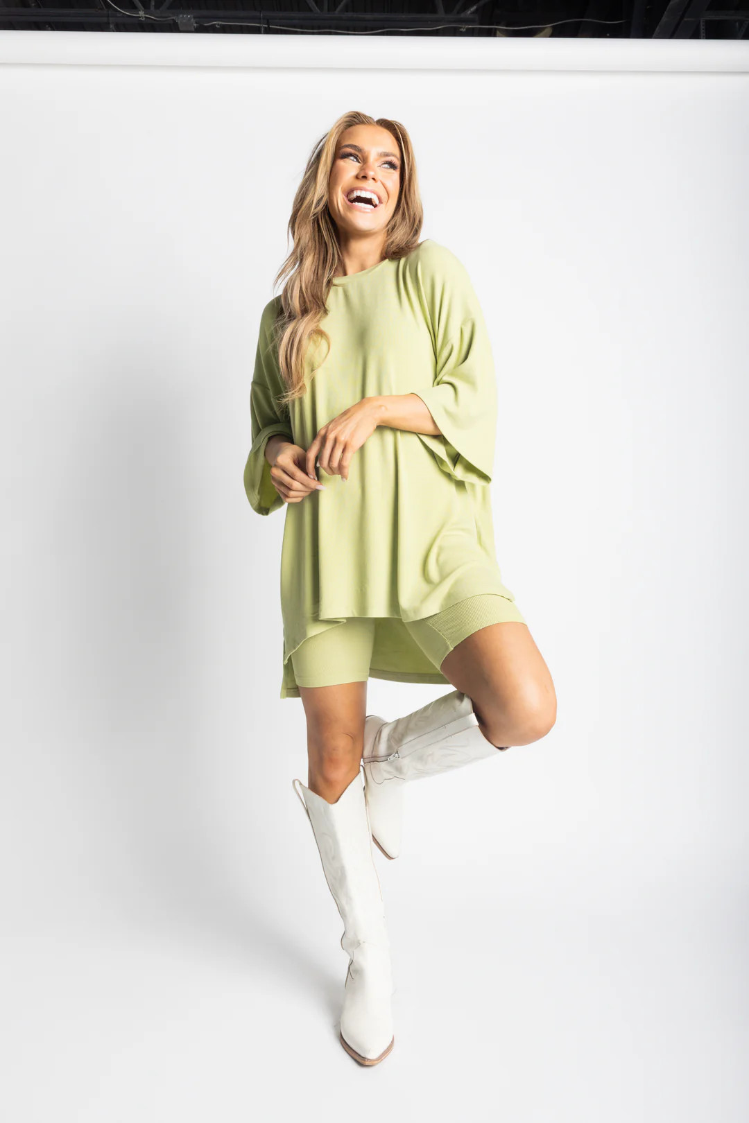 Day Dreamer Ribbed Biker Set [S-3X] - Matcha | WKNDchasers