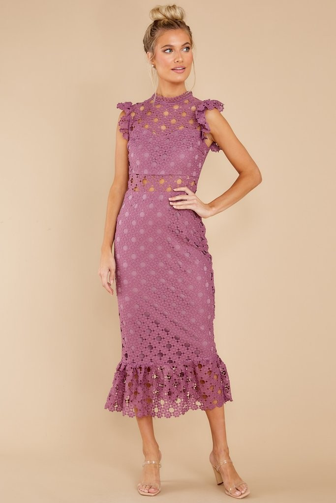 Love's High Hopes Plum Crochet Midi Dress | Red Dress 