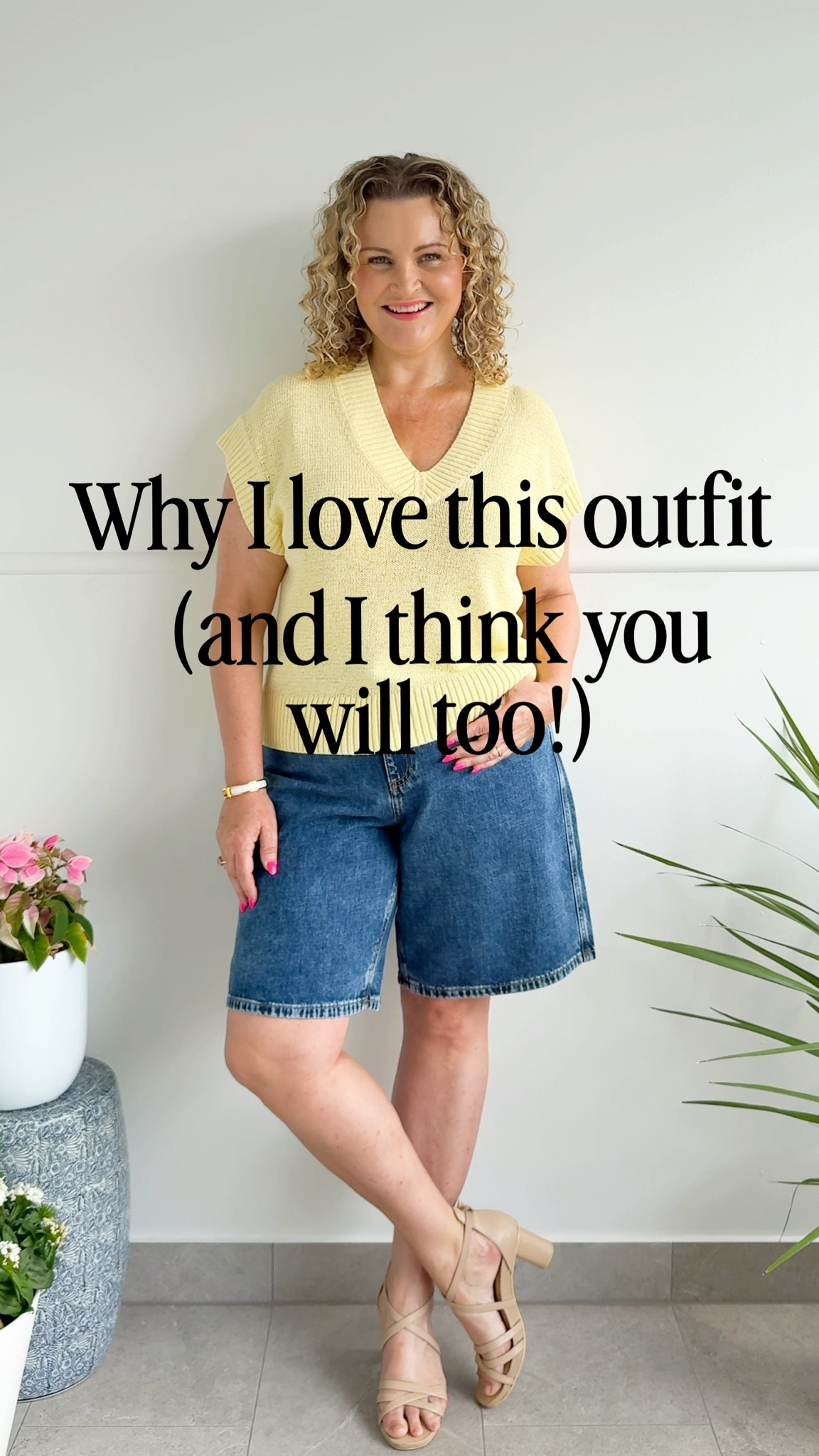 Why I love this outfit  (and I think you will too!)
The shorts are a great length AND they’re high waisted 👏🏼
The top sits beautifully and works well with a half tuck 😍
Lemon is a gorgeous colour for spring which looks great with denim 💛💙

Both pieces from sportscraft (linked below) 
Josie Tape Yarn V-Neck Tank in Lemon (also available in white and blue) I’m wearing a M
Allergra Denim Shorts (mid wash) Size 14

#LTKaustralia #LTKover50style