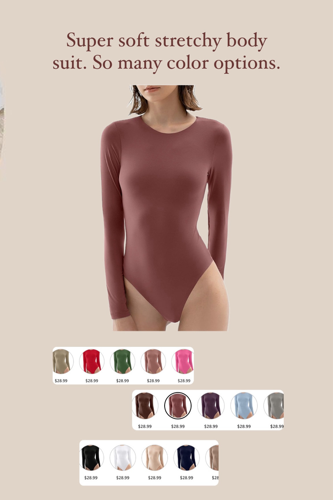 Soft and stretchy body suit in tons of color options  

#LTKstyletip #LTKbeauty #LTKU