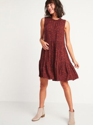 Printed Tiered Sleeveless Swing Dress for Women | Old Navy (US)