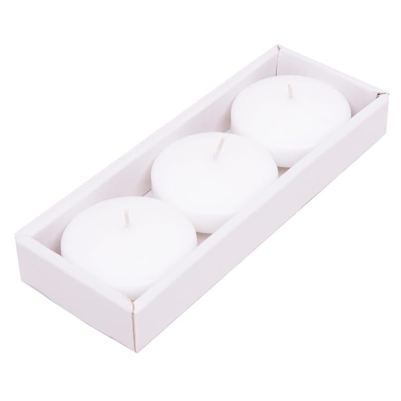 3-Pack Unscented Floating Overdip Candles, White | At Home