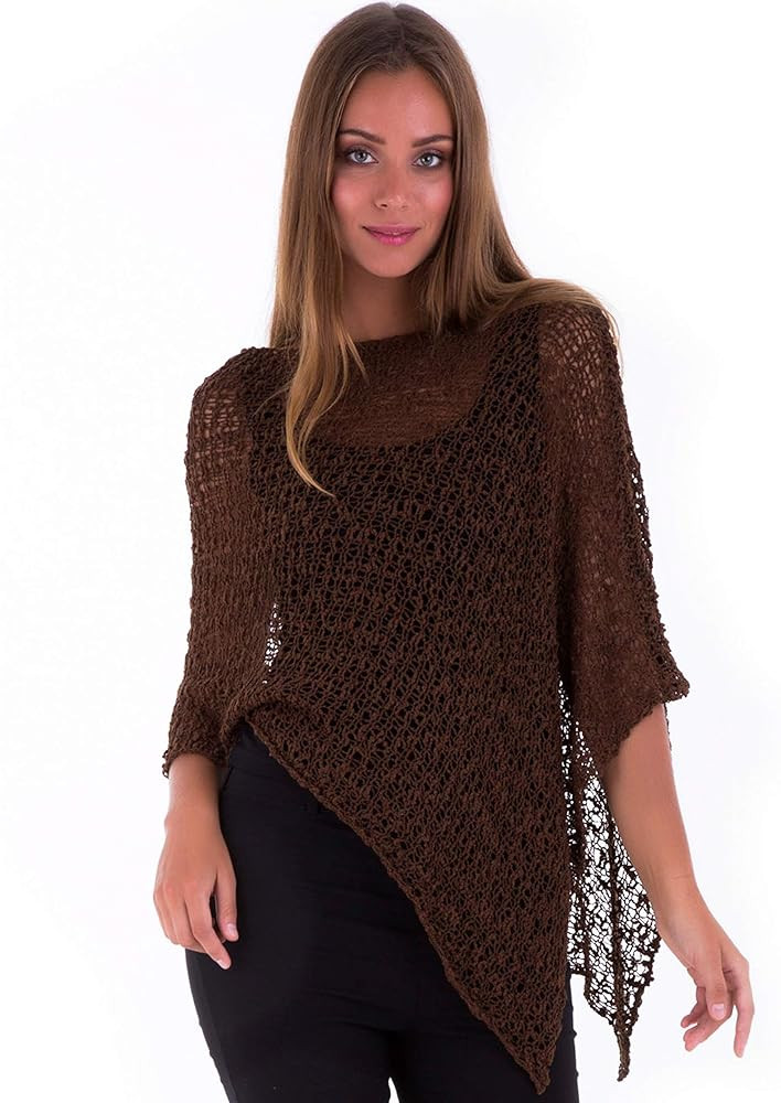 SHU-SHI Summer Ponchos For Women Lightweight Sheer Popcorn Knit Sweater Cape Pullover | Amazon (US)