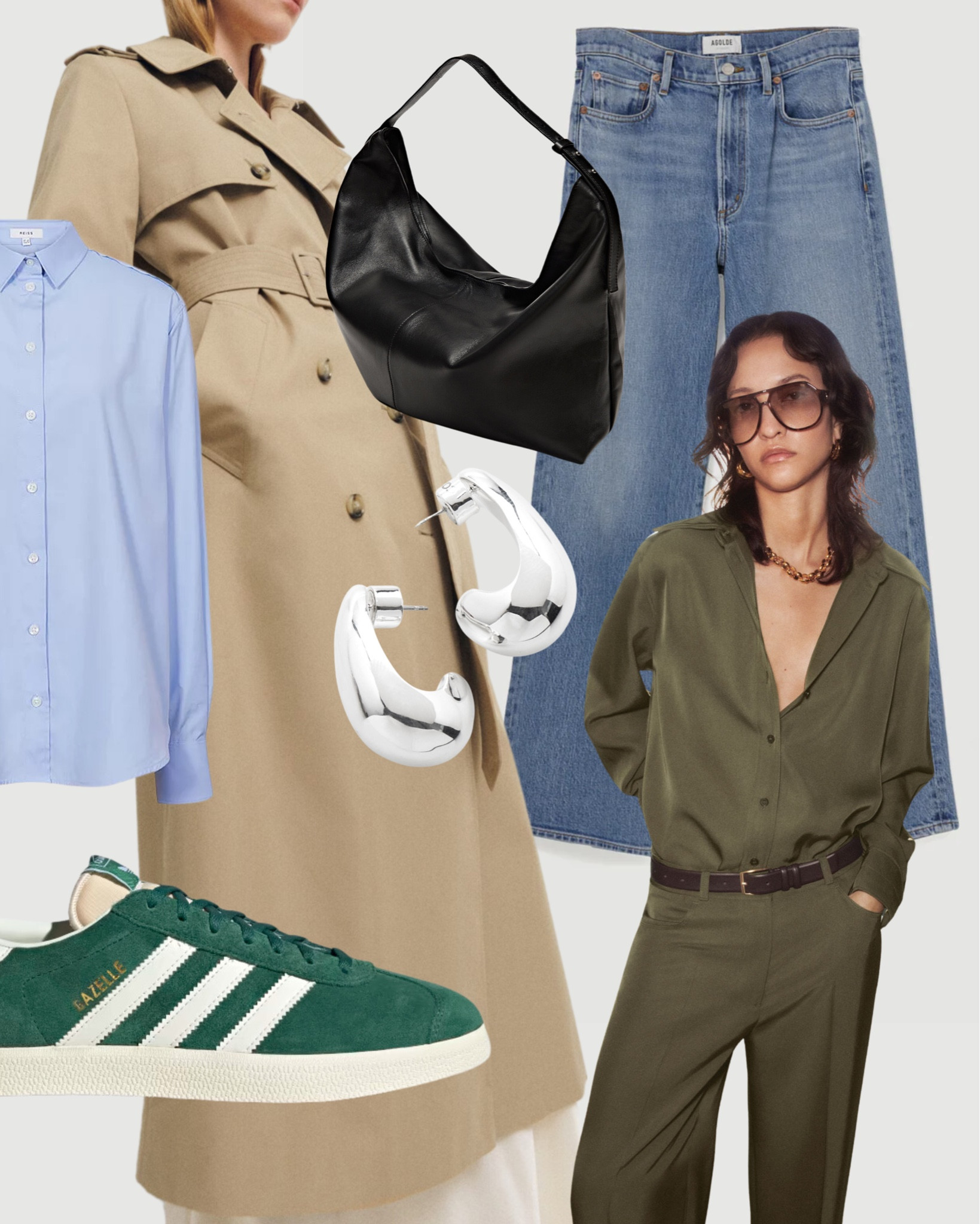 On our wish list for the transitional season 👉 from wardrobe essentials - straight leg jeans & the classic trench coat to accessories that’ll elevate your everyday basics! The green adidas gazelles, silver statement earrings & a chic leather bag.

#LTKSeasonal #LTKshoecrush #LTKeurope