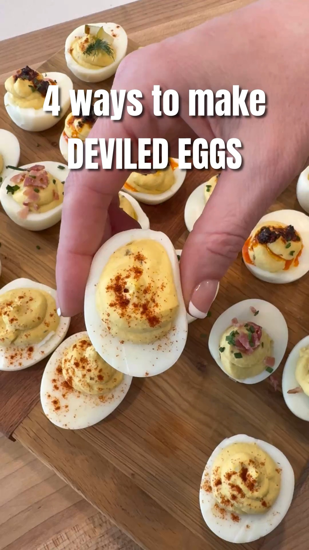 Deviled Eggs 4 WAYS! 🥚✨ My Grandma would bring these specifically for me at family parties - she knew how much I loved them! Classic: pickle relish, mayo, mustard. Then: BACON CHIVE, CHILI CRISP AND PICKLE  Baking soda trick for easy peeling! Make-ahead perfect! Shop my deviled egg platter + pickle relish below! Recipe on my blog! #deviledeggs #4ways #grandma #classic

#LTKfoodie