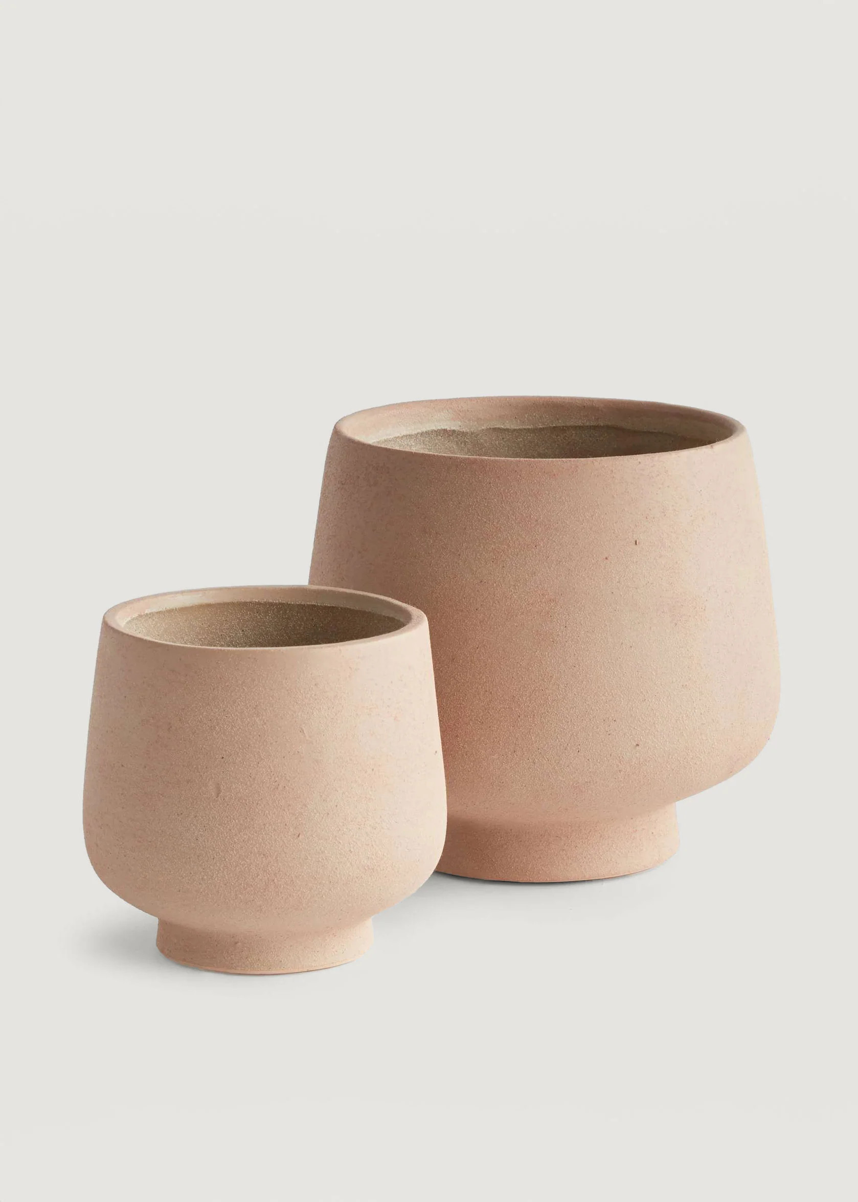 Set of 2 Handmade Stoneware Footed Pots in Tan - 5-6.75" | Afloral