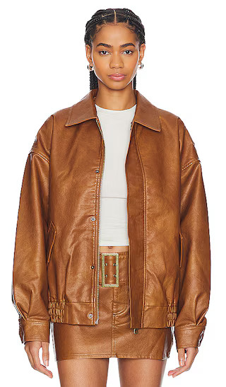 Kenny Bomber in Tan | Revolve Clothing (Global)