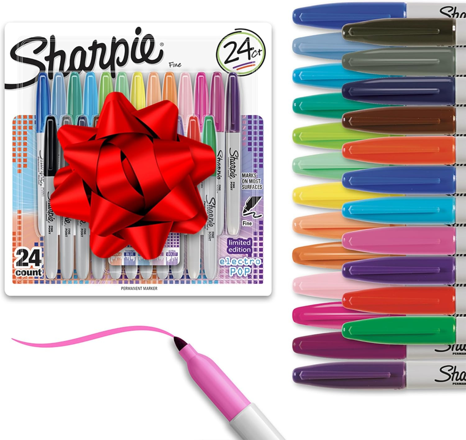 Sharpie Electro Pop Permanent Markers, Fine Tip, Marker Set, Assorted Colors, 24 Count - Coloring... | Amazon (US)