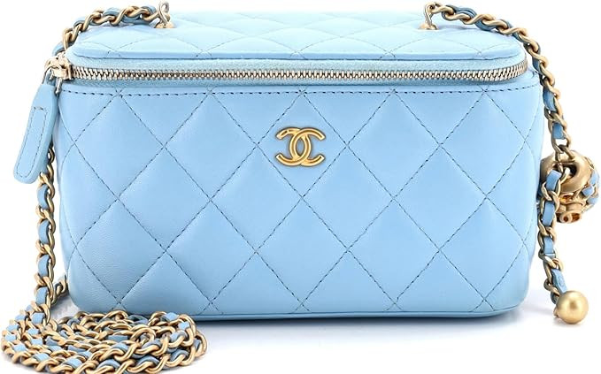 Amazon.com: Chanel, Pre-Loved Pearl Crush Vanity Case with Chain Quilted Lambskin Small, Blue : A... | Amazon (US)