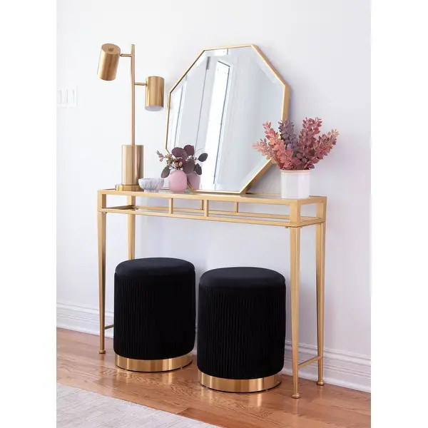 Silver Orchid Corday Contemporary Pleated Nesting Ottoman Set - Cream | Bed Bath & Beyond