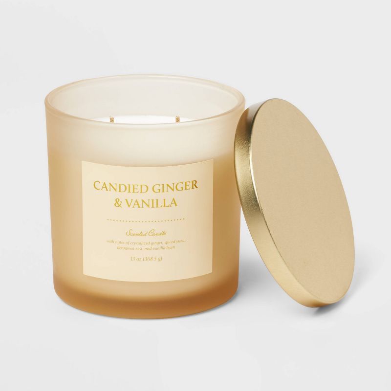 Colored Glass Candle Candied Ginger & Vanilla Tan - Threshold™ | Target