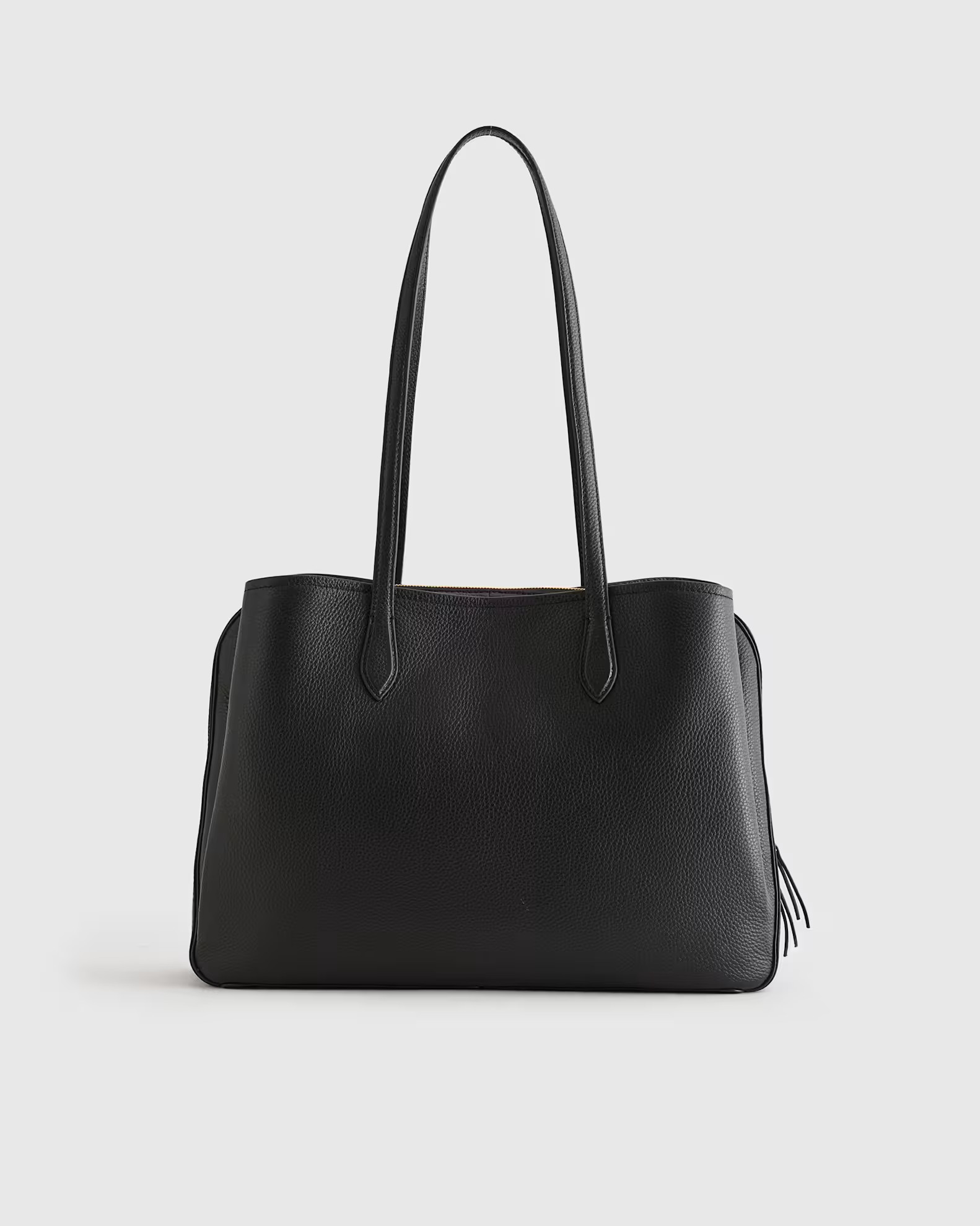 Italian Leather Triple Compartment Work Tote in Black | Quince