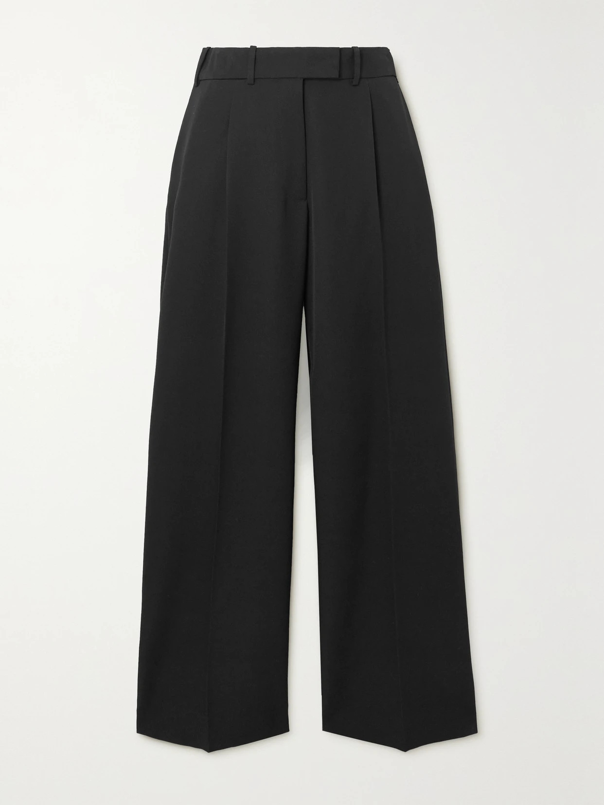 The Row - Roan Pleated Wool-twill Wide-leg Pants - Black | NET-A-PORTER (US)